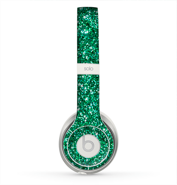 The Green Glitter Print Skin for the Beats by Dre Solo 2 Headphones