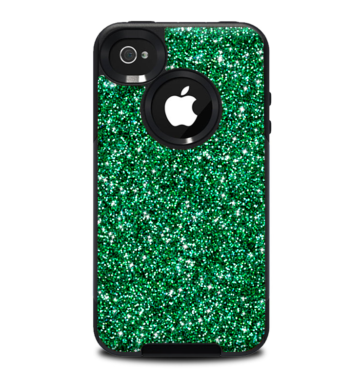 The Green Glitter Print Skin for the iPhone 4-4s OtterBox Commuter Case