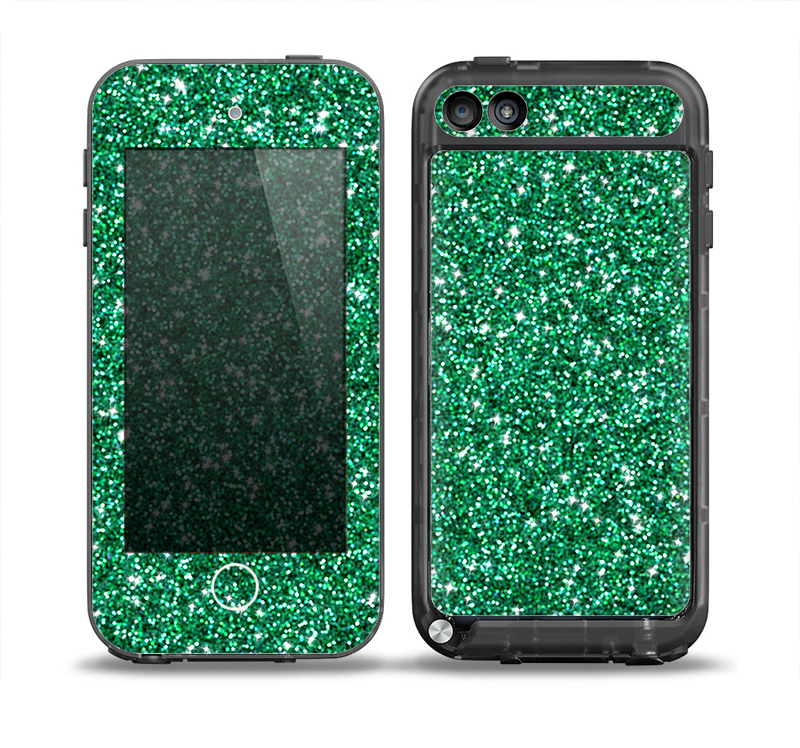 The Green Glitter Print Skin for the iPod Touch 5th Generation frē LifeProof Case