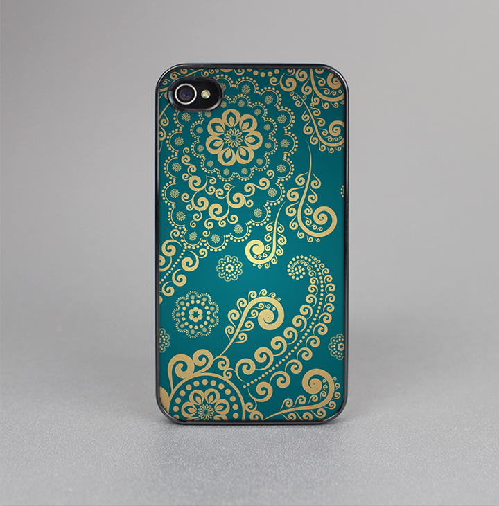 The Green & Gold Lace Pattern Skin-Sert for the Apple iPhone 4-4s Skin-Sert Case
