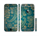 The Green & Gold Lace Pattern Sectioned Skin Series for the Apple iPhone 6s Plus
