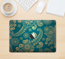 The Green & Gold Lace Pattern Skin Kit for the 12" Apple MacBook (A1534)