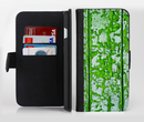 The Green Grunge Wood Ink-Fuzed Leather Folding Wallet Credit-Card Case for the Apple iPhone 6/6s, 6/6s Plus, 5/5s and 5c