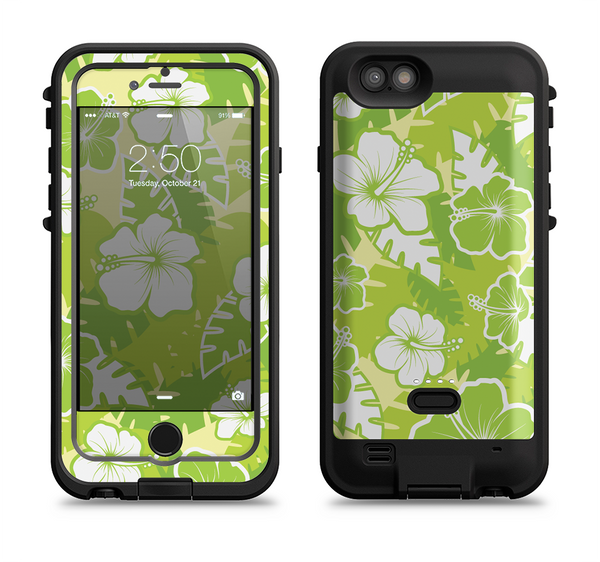 The Green Hawaiian Floral Pattern V4 Apple iPhone 6/6s LifeProof Fre POWER Case Skin Set