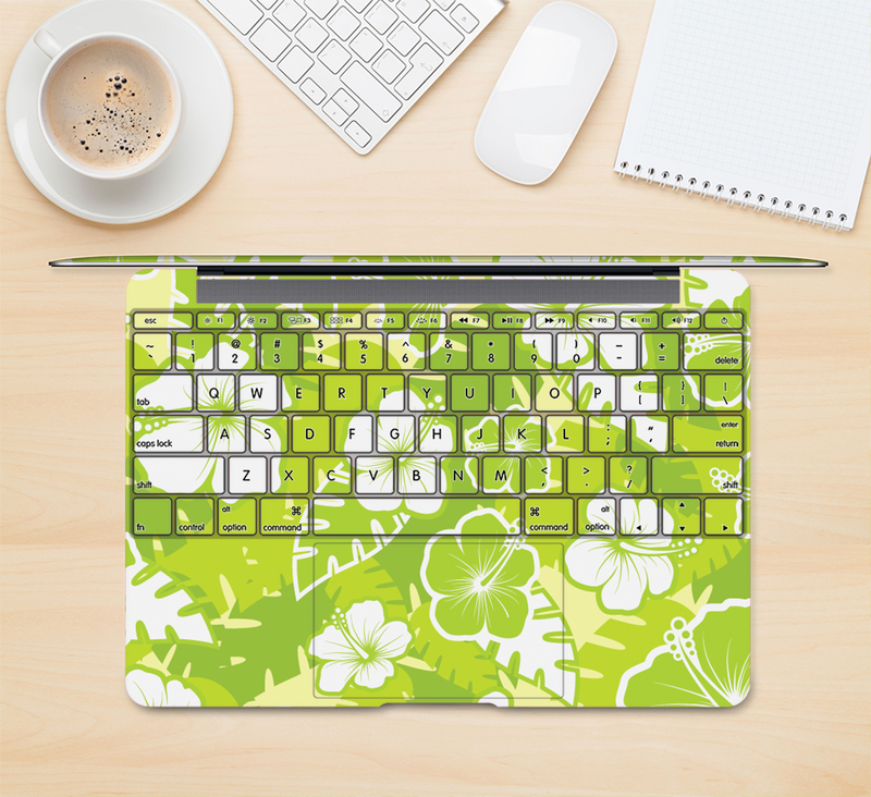 The Green Hawaiian Floral Pattern V4 Skin Kit for the 12" Apple MacBook (A1534)