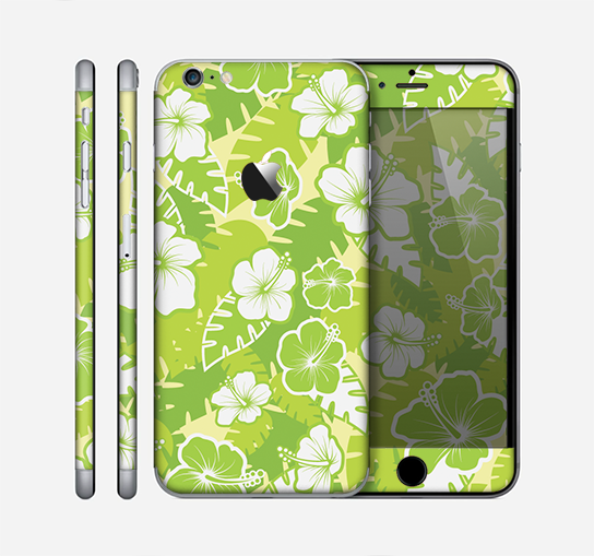 The Green Hawaiian Floral Pattern V4 Skin for the Apple iPhone 6 Plus