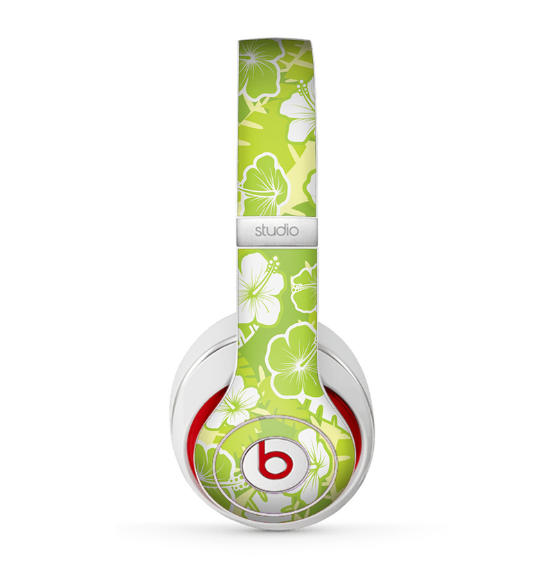 The Green Hawaiian Floral Pattern V4 Skin for the Beats by Dre Studio (2013+ Version) Headphones