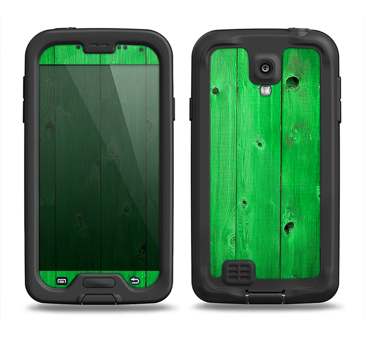 The Green Highlighted Wooden Planks Samsung Galaxy S4 LifeProof Fre Case Skin Set