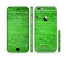 The Green Highlighted Wooden Planks Sectioned Skin Series for the Apple iPhone 6s Plus