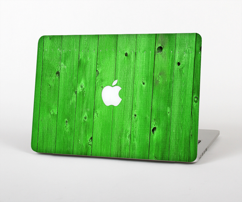 The Green Highlighted Wooden Planks Skin Set for the Apple MacBook Pro ...