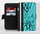 The Green Rays with Vines Ink-Fuzed Leather Folding Wallet Credit-Card Case for the Apple iPhone 6/6s, 6/6s Plus, 5/5s and 5c