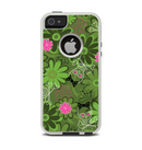 The Green Retro Floral and Skulls Apple iPhone 5-5s Otterbox Commuter Case Skin Set