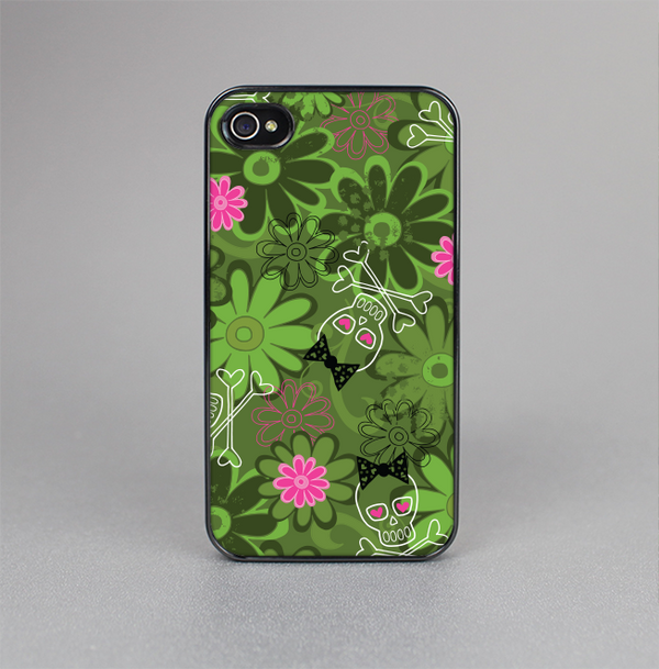The Green Retro Floral and Skulls Skin-Sert for the Apple iPhone 4-4s Skin-Sert Case