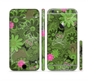 The Green Retro Floral and Skulls Sectioned Skin Series for the Apple iPhone 6s Plus