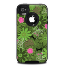 The Green Retro Floral and Skulls Skin for the iPhone 4-4s OtterBox Commuter Case