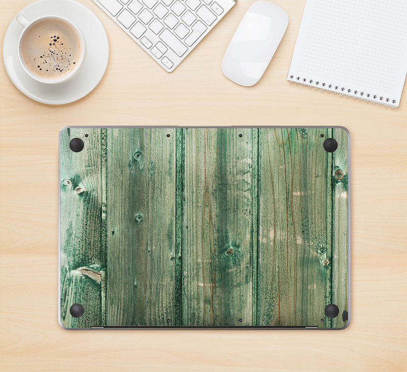 The Green Tinted Wood Planks Skin Kit for the 12" Apple MacBook (A1534)