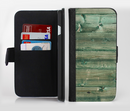 The Green Tinted Wood Planks Ink-Fuzed Leather Folding Wallet Credit-Card Case for the Apple iPhone 6/6s, 6/6s Plus, 5/5s and 5c
