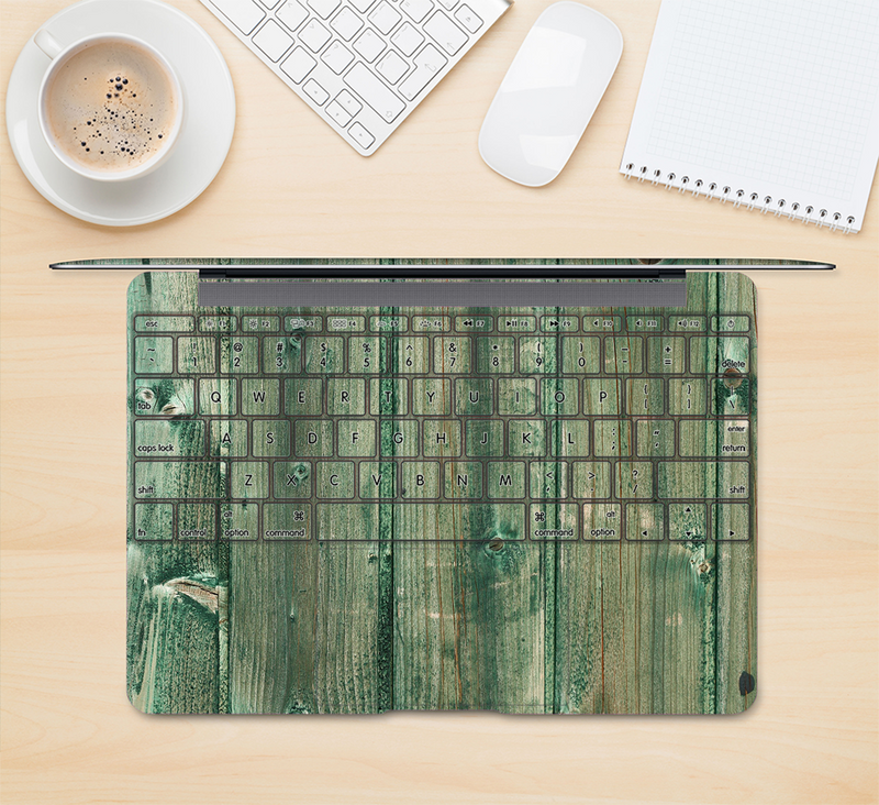 The Green Tinted Wood Planks Skin Kit for the 12" Apple MacBook (A1534)
