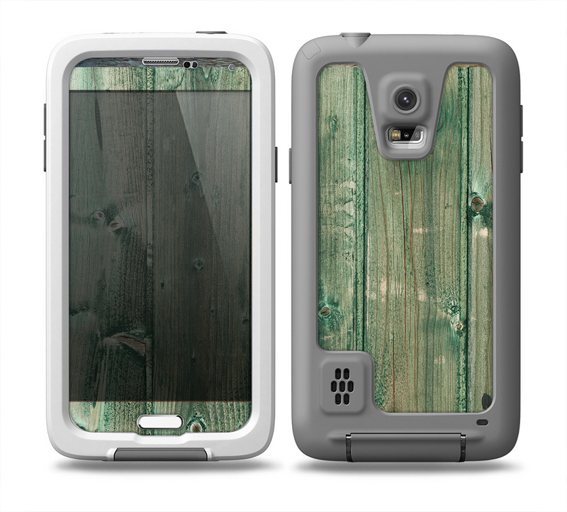 The Green Tinted Wood Planks Skin for the Samsung Galaxy S5 frē LifeProof Case