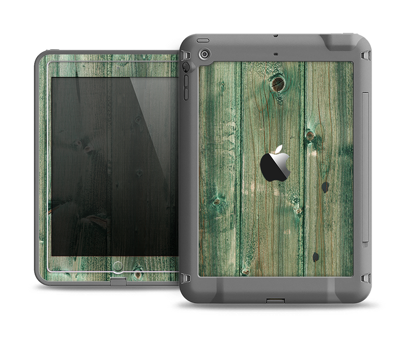 The Green Tinted Wood Planks Apple iPad Air LifeProof Fre Case Skin Set