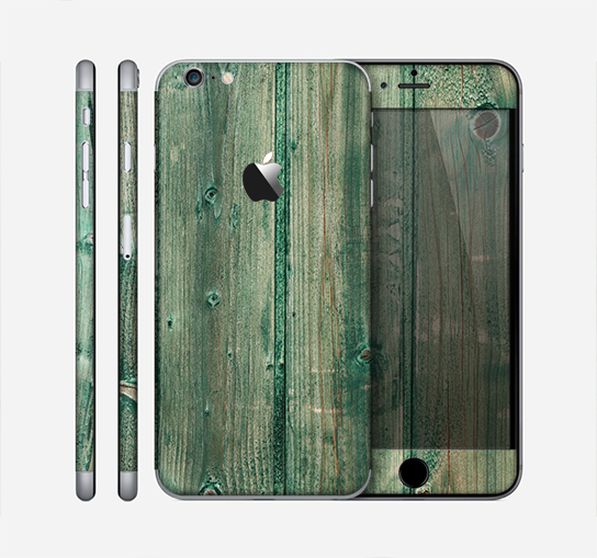 The Green Tinted Wood Planks Skin for the Apple iPhone 6 Plus