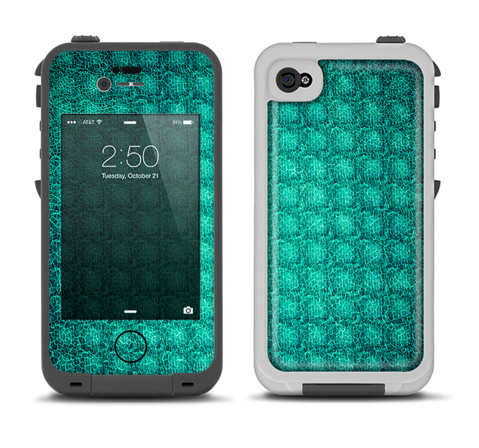 The Green Wavy Abstract Pattern Apple iPhone 4-4s LifeProof Fre Case Skin Set