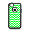 The Green & White Chevron Pattern Apple iPhone 5c Otterbox Defender Case Skin Set