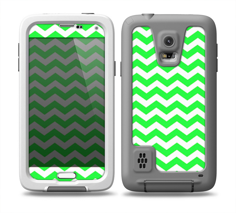 The Green & White Chevron Pattern Skin for the Samsung Galaxy S5 frē LifeProof Case
