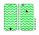 The Green & White Chevron Pattern Sectioned Skin Series for the Apple iPhone 6s Plus
