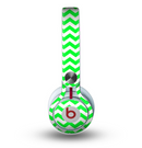 The Green & White Chevron Pattern Skin for the Beats by Dre Mixr Headphones