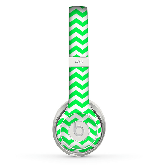 The Green & White Chevron Pattern Skin for the Beats by Dre Solo 2 Headphones