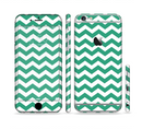 The Green & White Chevron Pattern V2 Sectioned Skin Series for the Apple iPhone 6 Plus