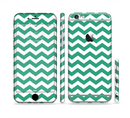 The Green & White Chevron Pattern V2 Sectioned Skin Series for the Apple iPhone 6s Plus