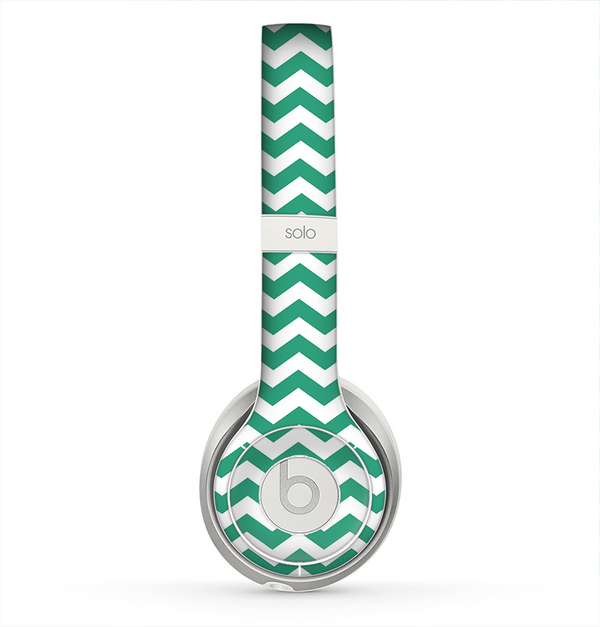 The Green & White Chevron Pattern V2 Skin for the Beats by Dre Solo 2 Headphones