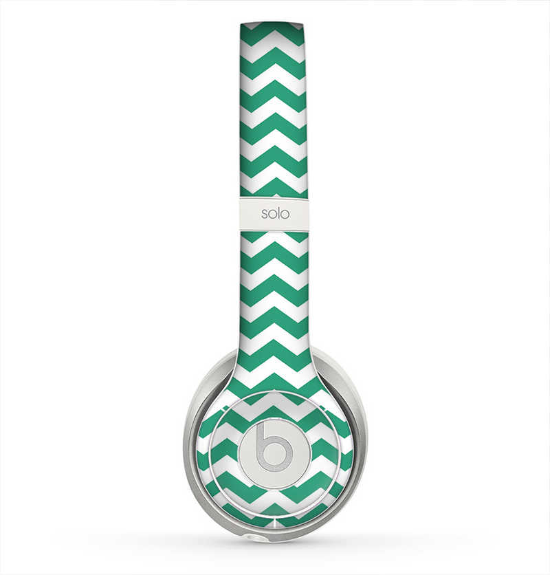 The Green & White Chevron Pattern V2 Skin for the Beats by Dre Solo 2 Headphones