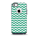 The Green & White Chevron Pattern V2 Skin for the iPhone 5c OtterBox Commuter Case