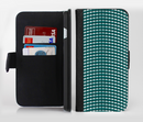 The Green & White Wavy Squares Ink-Fuzed Leather Folding Wallet Credit-Card Case for the Apple iPhone 6/6s, 6/6s Plus, 5/5s and 5c