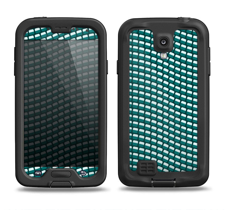 The Green & White Wavy Squares Samsung Galaxy S4 LifeProof Fre Case Skin Set