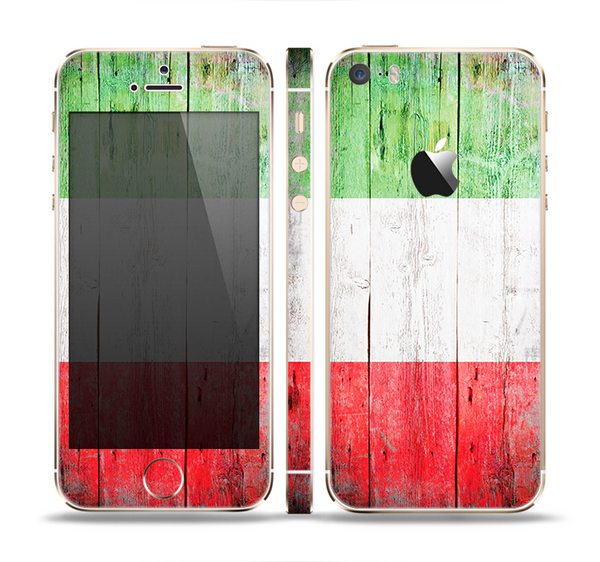 The Green, White and Red Flag Wood Skin Set for the Apple iPhone 5s
