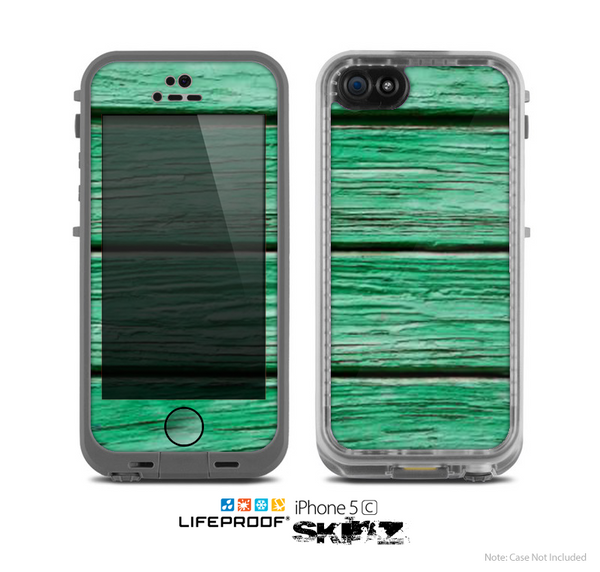 The Green Wide Wood Planks Skin for the Apple iPhone 5c LifeProof Case