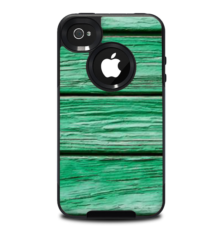 The Green Wide Wood Planks Skin for the iPhone 4-4s OtterBox Commuter Case