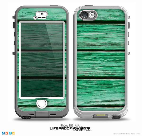 The Green Wide Wood Planks Skin for the iPhone 5-5s NUUD LifeProof Case