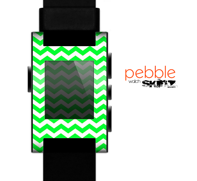 The Green & White Chevron Pattern Skin for the Pebble SmartWatch