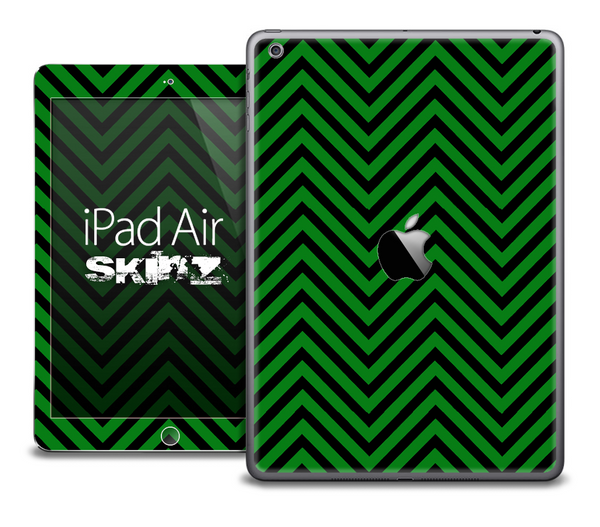 The Green and Black Sharp Chevron Pattern Skin for the iPad Air