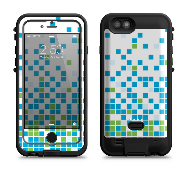 The Green and Blue Mosaic Pattern Apple iPhone 6/6s LifeProof Fre POWER Case Skin Set