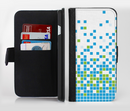 The Green and Blue Mosaic Pattern Ink-Fuzed Leather Folding Wallet Credit-Card Case for the Apple iPhone 6/6s, 6/6s Plus, 5/5s and 5c