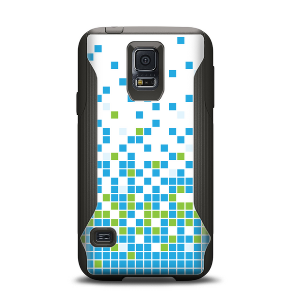 The Green and Blue Mosaic Pattern Samsung Galaxy S5 Otterbox Commuter Case Skin Set