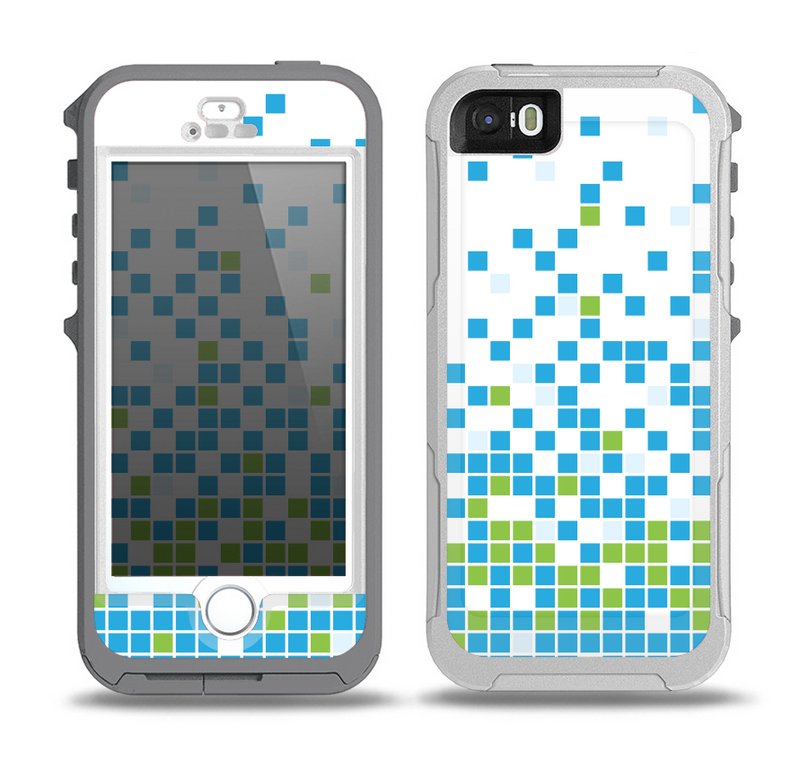 The Green and Blue Mosaic Pattern Skin for the iPhone 5-5s OtterBox Preserver WaterProof Case