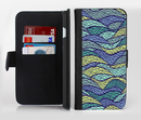The Green and Blue Stain Glass Ink-Fuzed Leather Folding Wallet Credit-Card Case for the Apple iPhone 6/6s, 6/6s Plus, 5/5s and 5c