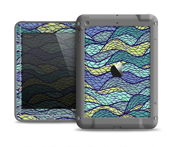 The Green and Blue Stain Glass Apple iPad Air LifeProof Fre Case Skin Set